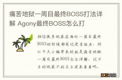 痛苦地狱一周目最终BOSS打法详解 Agony最终BOSS怎么打