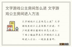 文字游戏公主房间怎么进 文字游戏公主房间进入方法