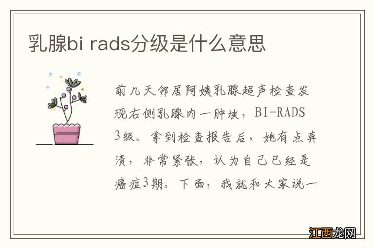 乳腺bi rads分级是什么意思