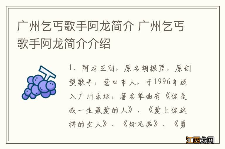 广州乞丐歌手阿龙简介 广州乞丐歌手阿龙简介介绍