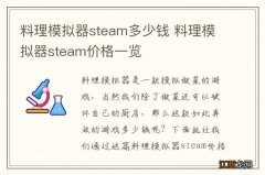 料理模拟器steam多少钱 料理模拟器steam价格一览