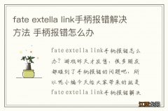 fate extella link手柄报错解决方法 手柄报错怎么办