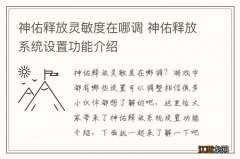 神佑释放灵敏度在哪调 神佑释放系统设置功能介绍