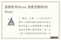 宠爱歌词tfboys 宠爱完整歌词tfboys