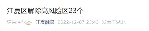 12月8日武汉江夏区调整部分区域风险等级的通告