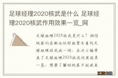 足球经理2020核武是什么 足球经理2020核武作用效果一览_网