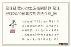 足球经理2020怎么控制预算 足球经理2020预算控制方法介绍_网