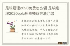 足球经理2020免费怎么领 足球经理2020epic免费领取方法介绍