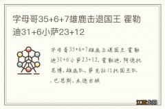 字母哥35+6+7雄鹿击退国王 霍勒迪31+6小萨23+12