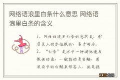 网络语浪里白条什么意思 网络语浪里白条的含义