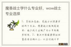 魔兽战士学什么专业好，wow战士专业选择