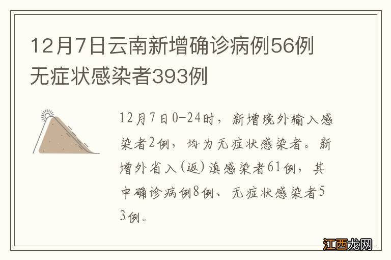 12月7日云南新增确诊病例56例 无症状感染者393例