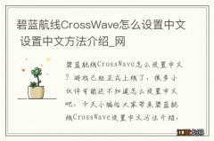 碧蓝航线CrossWave怎么设置中文 设置中文方法介绍_网