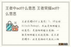 王者中ad什么意思 王者荣耀ad什么意思