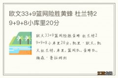 欧文33+9篮网险胜黄蜂 杜兰特29+9+8小库里20分