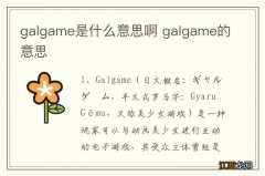 galgame是什么意思啊 galgame的意思