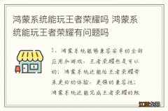 鸿蒙系统能玩王者荣耀吗 鸿蒙系统能玩王者荣耀有问题吗