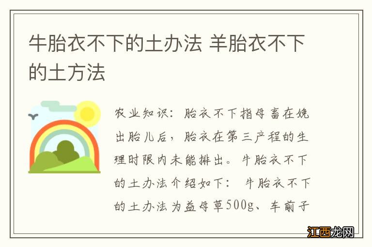 牛胎衣不下的土办法 羊胎衣不下的土方法