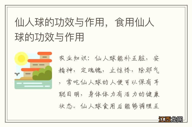 仙人球的功效与作用，食用仙人球的功效与作用