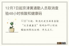 12月7日起京津冀通勤人员取消查验48小时核酸和健康码