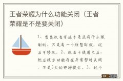 王者荣耀是不是要关闭 王者荣耀为什么功能关闭