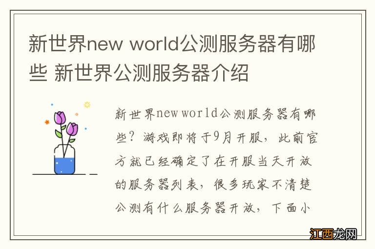 新世界new world公测服务器有哪些 新世界公测服务器介绍