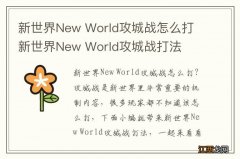 新世界New World攻城战怎么打 新世界New World攻城战打法