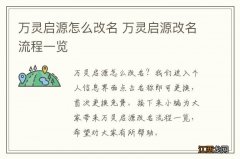 万灵启源怎么改名 万灵启源改名流程一览