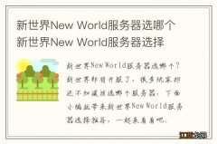 新世界New World服务器选哪个 新世界New World服务器选择