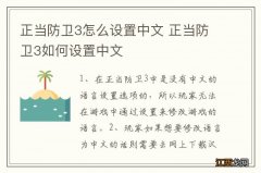 正当防卫3怎么设置中文 正当防卫3如何设置中文