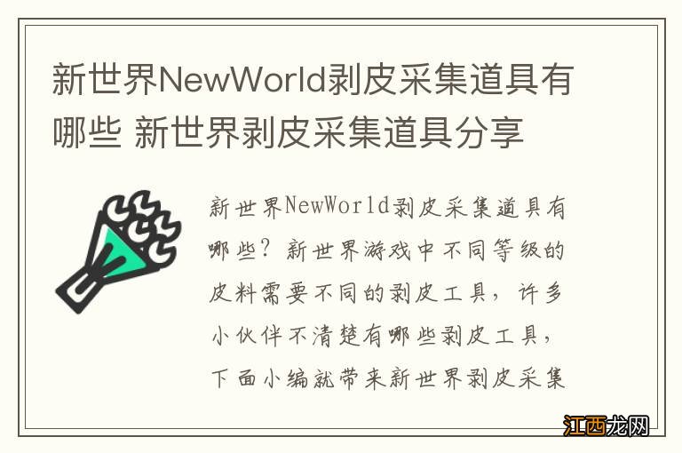 新世界NewWorld剥皮采集道具有哪些 新世界剥皮采集道具分享