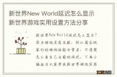 新世界New World延迟怎么显示 新世界游戏实用设置方法分享