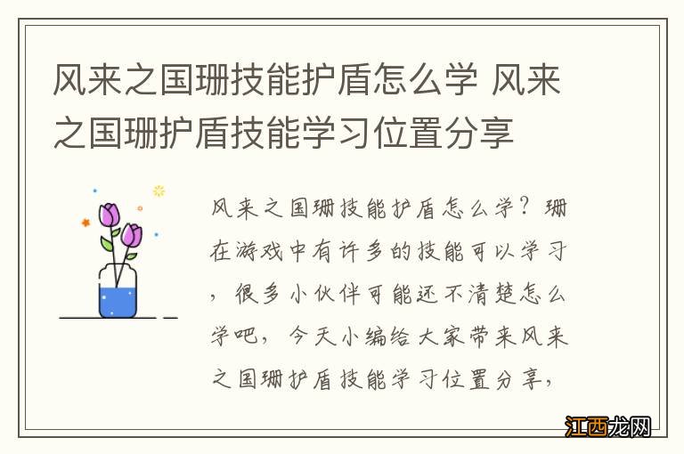 风来之国珊技能护盾怎么学 风来之国珊护盾技能学习位置分享