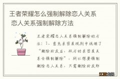 王者荣耀怎么强制解除恋人关系 恋人关系强制解除方法