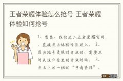 王者荣耀体验怎么抢号 王者荣耀体验如何抢号