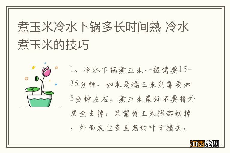 煮玉米冷水下锅多长时间熟 冷水煮玉米的技巧