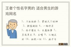 王者个性名字男的 适合男生的游戏网名