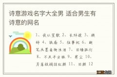 诗意游戏名字大全男 适合男生有诗意的网名