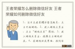 王者荣耀怎么删除微信好友 王者荣耀如何删除微信好友