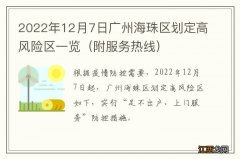 附服务热线 2022年12月7日广州海珠区划定高风险区一览