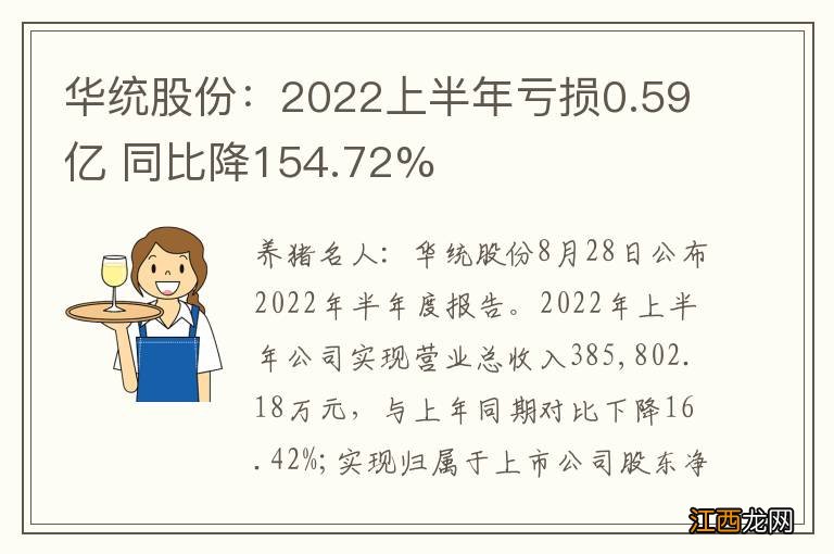 华统股份：2022上半年亏损0.59亿 同比降154.72%