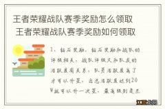 王者荣耀战队赛季奖励怎么领取 王者荣耀战队赛季奖励如何领取