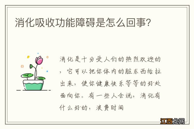 消化吸收功能障碍是怎么回事？