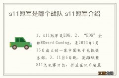 s11冠军是哪个战队 s11冠军介绍