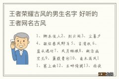 王者荣耀古风的男生名字 好听的王者网名古风