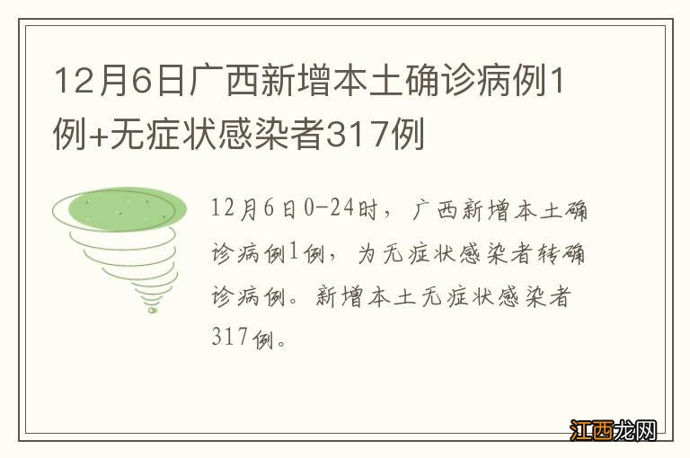 12月6日广西新增本土确诊病例1例+无症状感染者317例