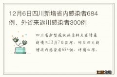 12月6日四川新增省内感染者684例、外省来返川感染者300例