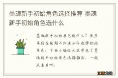 墨魂新手初始角色选择推荐 墨魂新手初始角色选什么