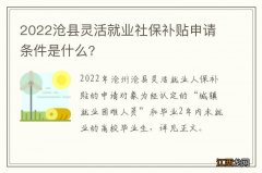 2022沧县灵活就业社保补贴申请条件是什么?