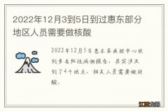2022年12月3到5日到过惠东部分地区人员需要做核酸